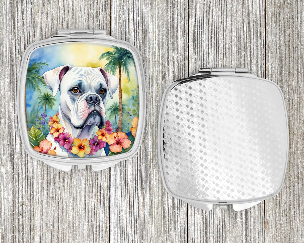 White Boxer Luau Compact Mirror Decorative Travel Makeup Mirror for Women Girls Gifts Pocket Makeup Mirror Folding Handheld