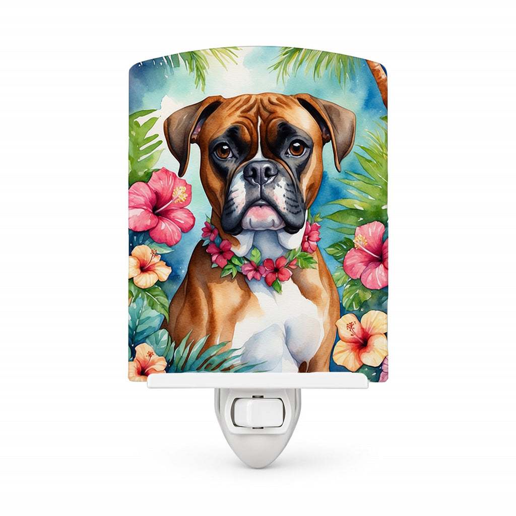 Boxer Luau Ceramic Night Light Compact, UL-Certified, Ideal for Bedroom, Bathroom, Nursery, Hallway, Kitchen, 6x4x3, Multicolor