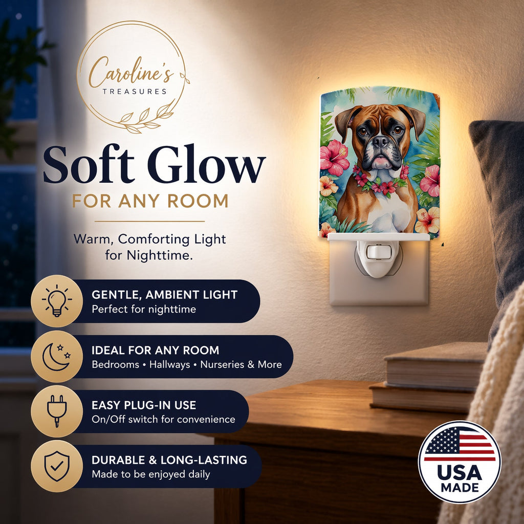 Boxer Luau Ceramic Night Light Compact, UL-Certified, Ideal for Bedroom, Bathroom, Nursery, Hallway, Kitchen, 6x4x3, Multicolor