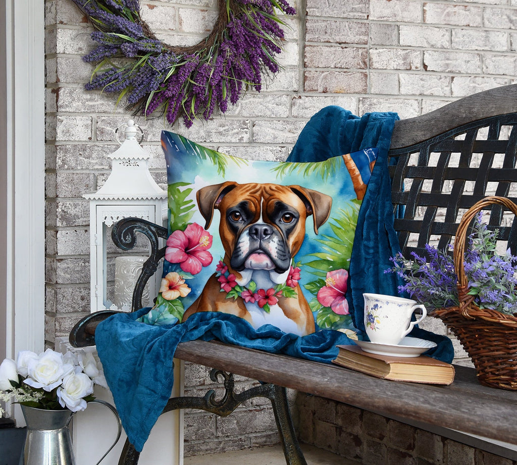 Boxer Luau Decorative Throw Pillow 18x18 Indoor Outdoor Accent Cushion, Fabric Cover with Insert for Sofa, Bed, Porch & Living Room