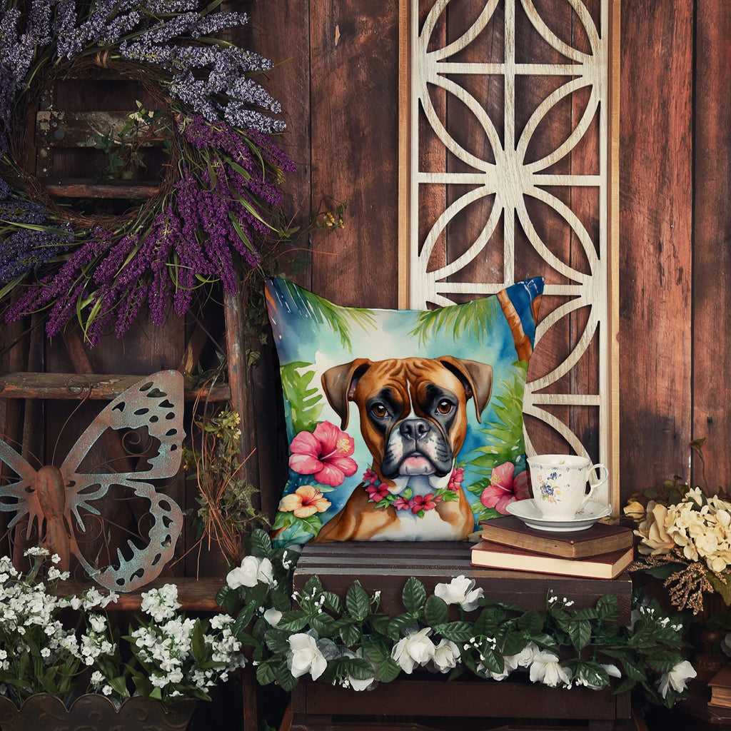 Boxer Luau Decorative Throw Pillow 18x18 Indoor Outdoor Accent Cushion, Fabric Cover with Insert for Sofa, Bed, Porch & Living Room