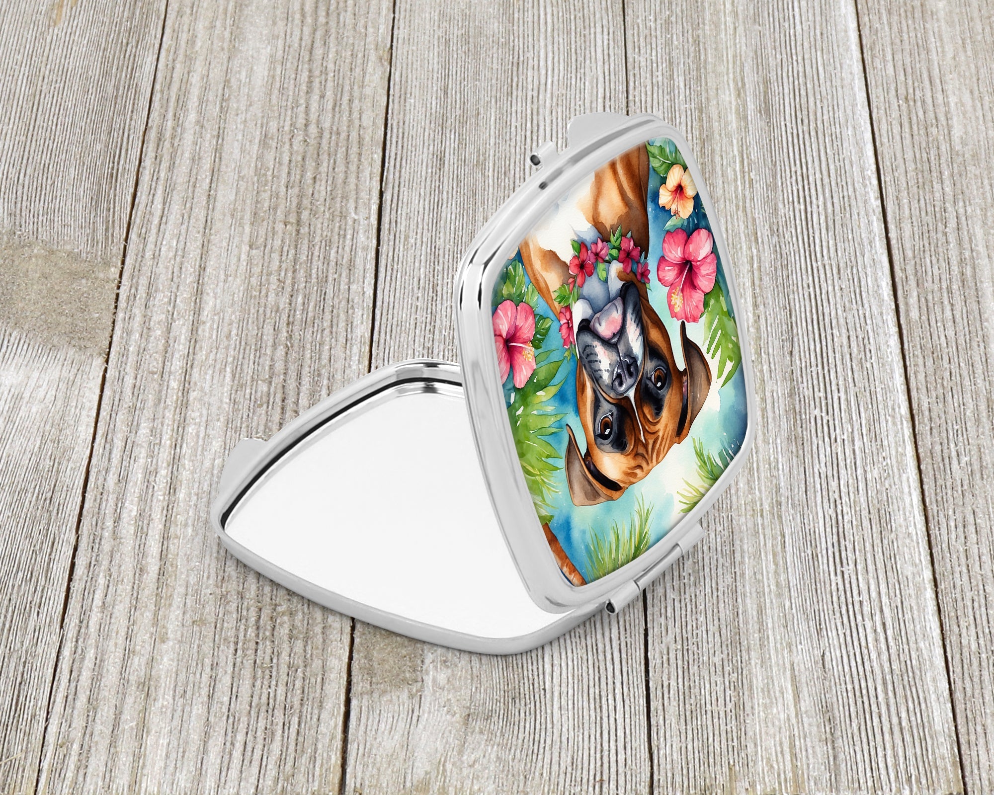 Boxer Luau Compact Mirror Decorative Travel Makeup Mirror for Women Girls Gifts Pocket Makeup Mirror Folding Handheld