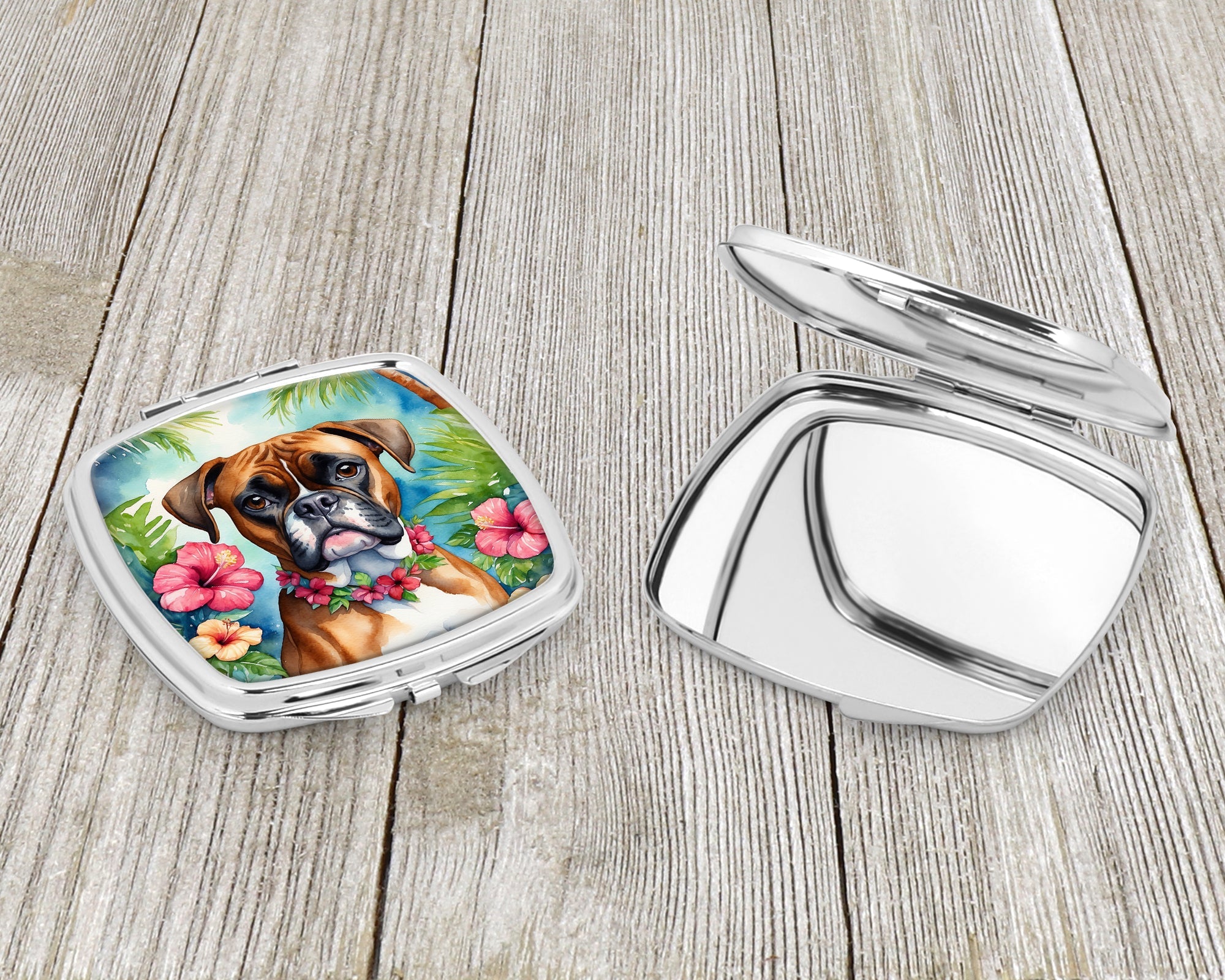 Boxer Luau Compact Mirror Decorative Travel Makeup Mirror for Women Girls Gifts Pocket Makeup Mirror Folding Handheld
