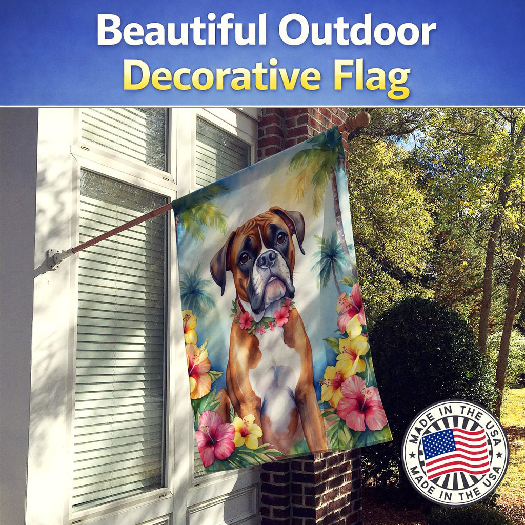 Boxer Luau House Flag 28x40 Porch Sleeve Pole Decorative Outside Yard Banner Artwork Wall Hanging, Polyester