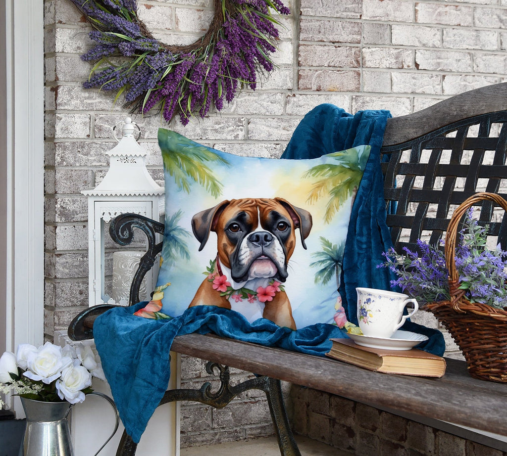 Boxer Luau Decorative Throw Pillow 18x18 Indoor Outdoor Accent Cushion, Fabric Cover with Insert for Sofa, Bed, Porch & Living Room