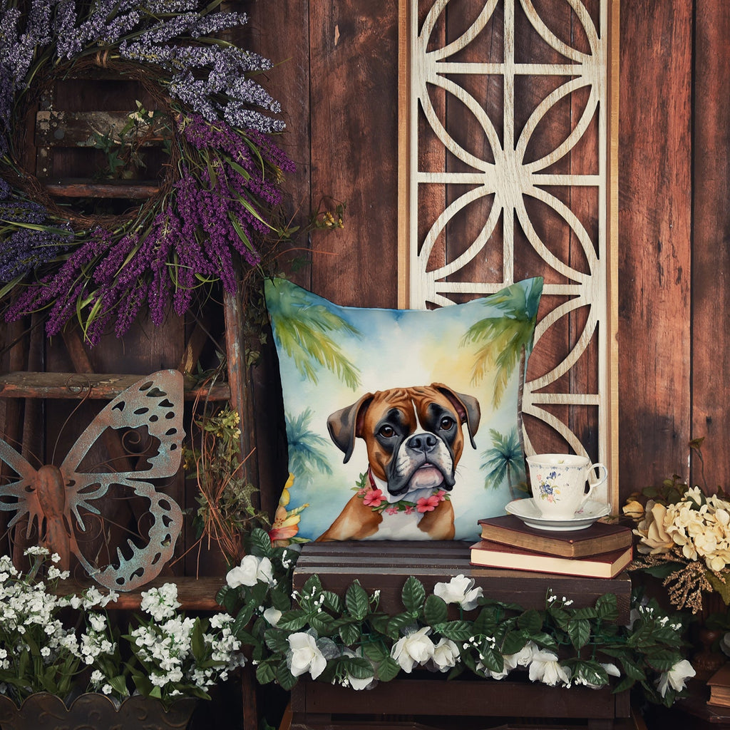 Boxer Luau Decorative Throw Pillow 18x18 Indoor Outdoor Accent Cushion, Fabric Cover with Insert for Sofa, Bed, Porch & Living Room