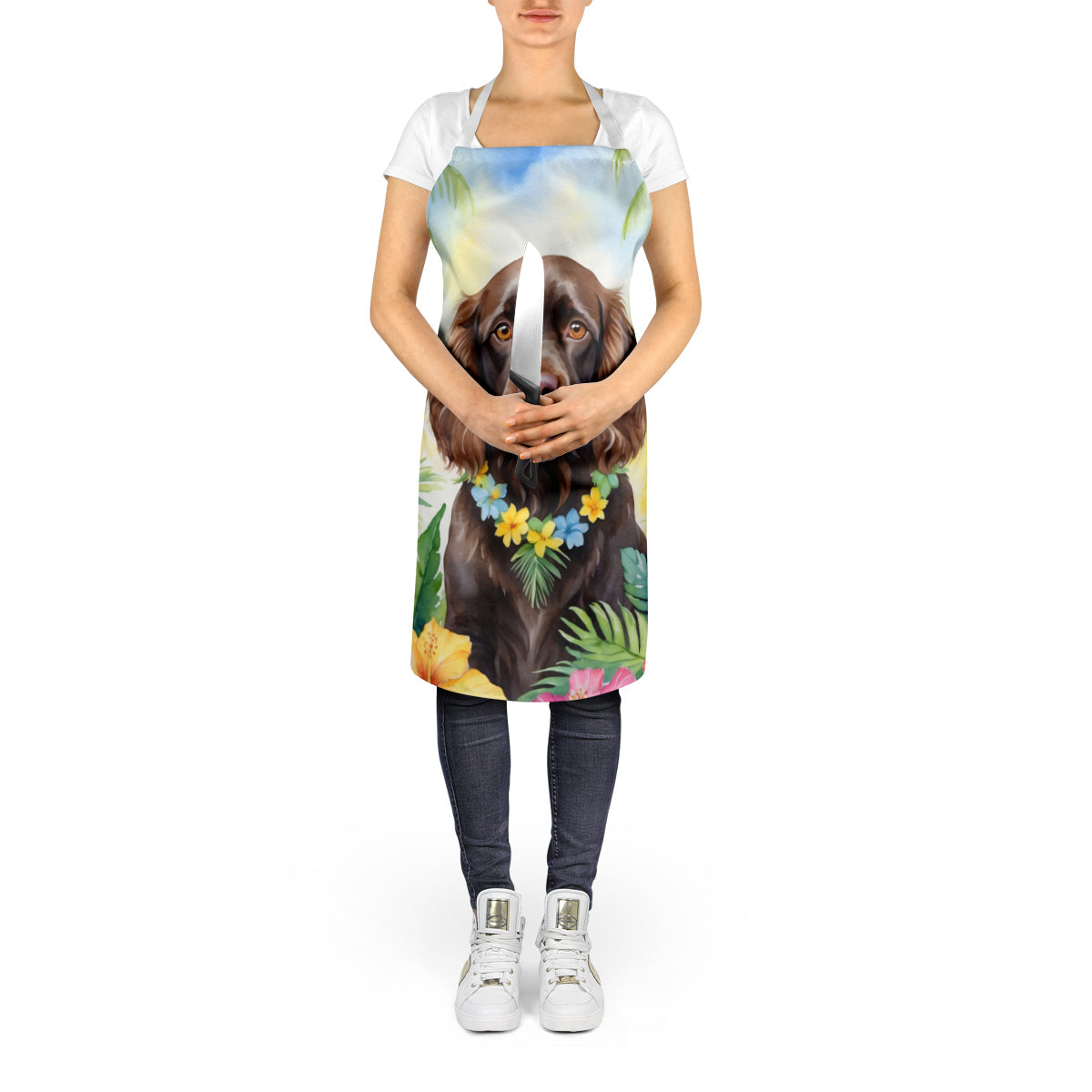 Boykin Spaniel Luau Apron Cooking Kitchen Server Baking Crafts Gardening for Adult Women Men, Unisex, Large, Multicolor