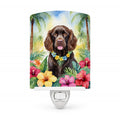 Boykin Spaniel Luau Ceramic Night Light Compact, UL-Certified, Ideal for Bedroom, Bathroom, Nursery, Hallway, Kitchen, 6x4x3, Multicolor