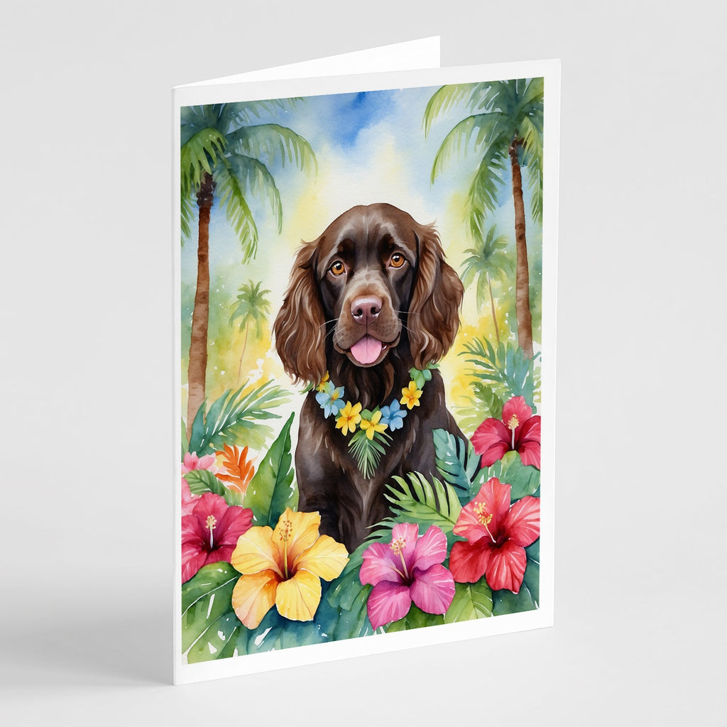 Boykin Spaniel Luau Greeting Cards Pack of 8 Blank Cards with Envelopes Whimsical A7 Size 5x7