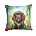 Boykin Spaniel Luau Decorative Throw Pillow 14x14 Indoor Outdoor Accent Cushion, Fabric Cover with Insert for Sofa, Bed, Porch & Living Room