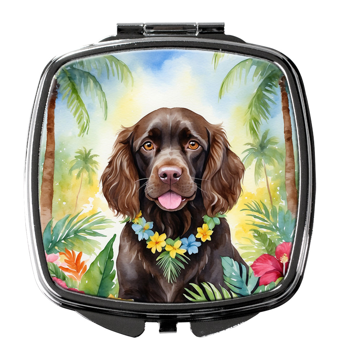 Boykin Spaniel Luau Compact Mirror Decorative Travel Makeup Mirror for Women Girls Gifts Pocket Makeup Mirror Folding Handheld