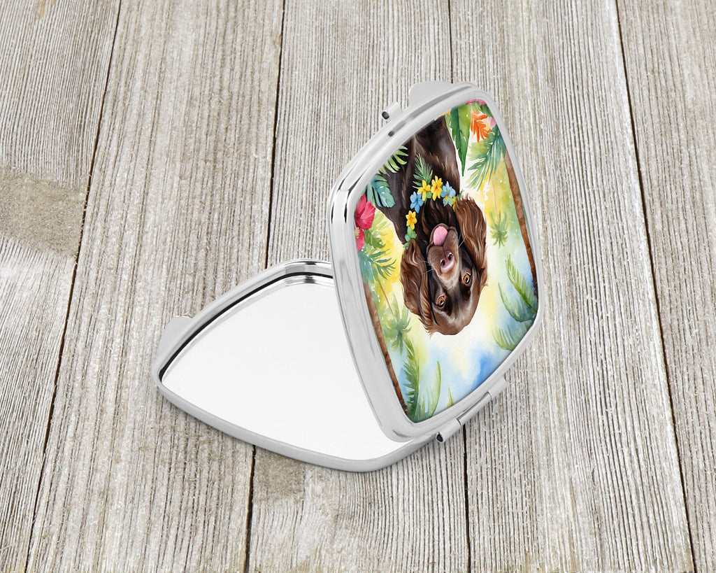 Boykin Spaniel Luau Compact Mirror Decorative Travel Makeup Mirror for Women Girls Gifts Pocket Makeup Mirror Folding Handheld