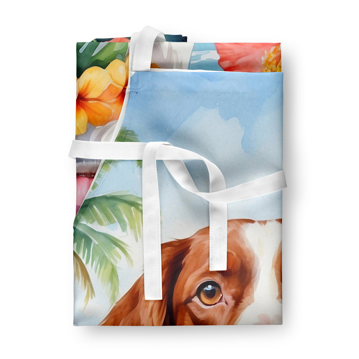 Brittany Spaniel Luau Apron Cooking Kitchen Server Baking Crafts Gardening for Adult Women Men, Unisex, Large, Multicolor
