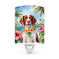 Brittany Spaniel Luau Ceramic Night Light Compact, UL-Certified, Ideal for Bedroom, Bathroom, Nursery, Hallway, Kitchen, 6x4x3, Multicolor
