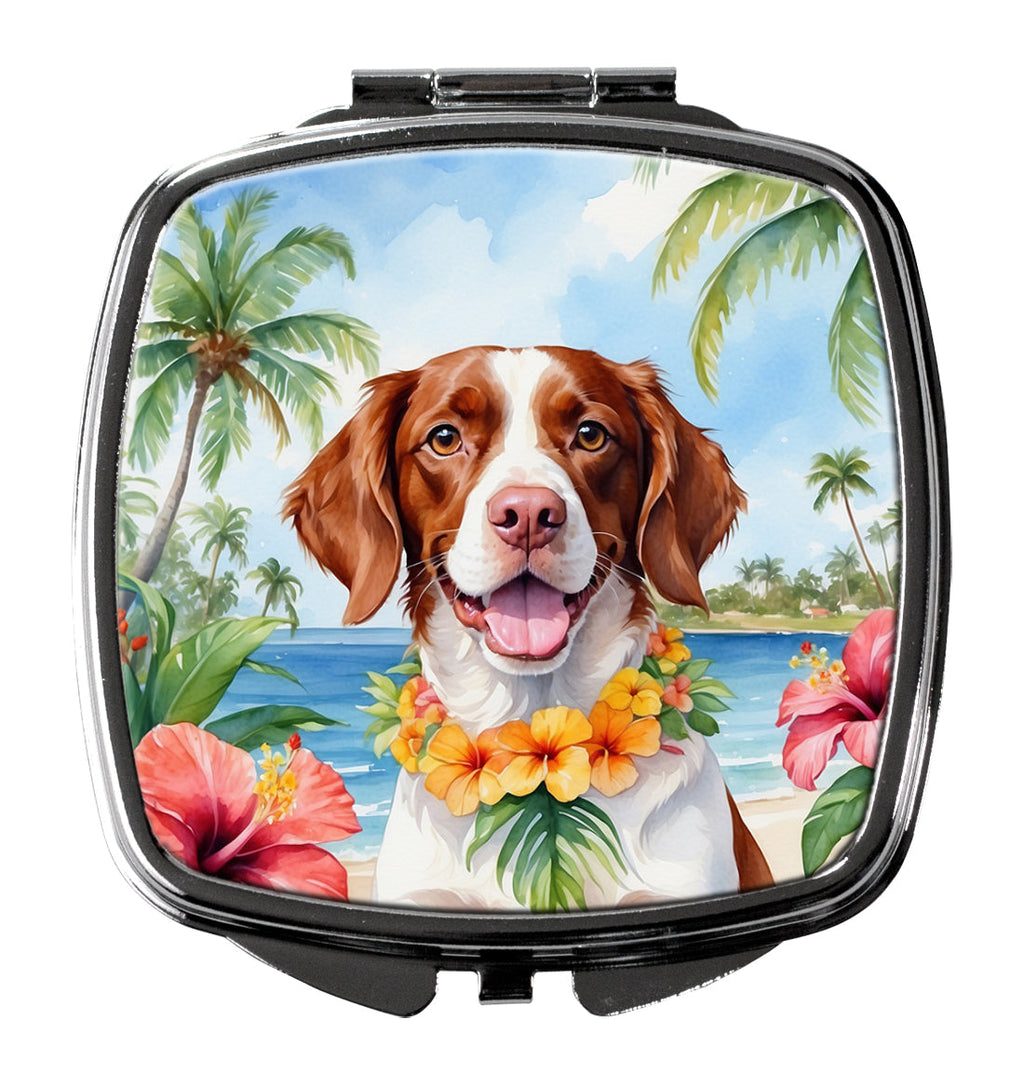 Brittany Spaniel Luau Compact Mirror Decorative Travel Makeup Mirror for Women Girls Gifts Pocket Makeup Mirror Folding Handheld