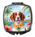 Brittany Spaniel Luau Compact Mirror Decorative Travel Makeup Mirror for Women Girls Gifts Pocket Makeup Mirror Folding Handheld