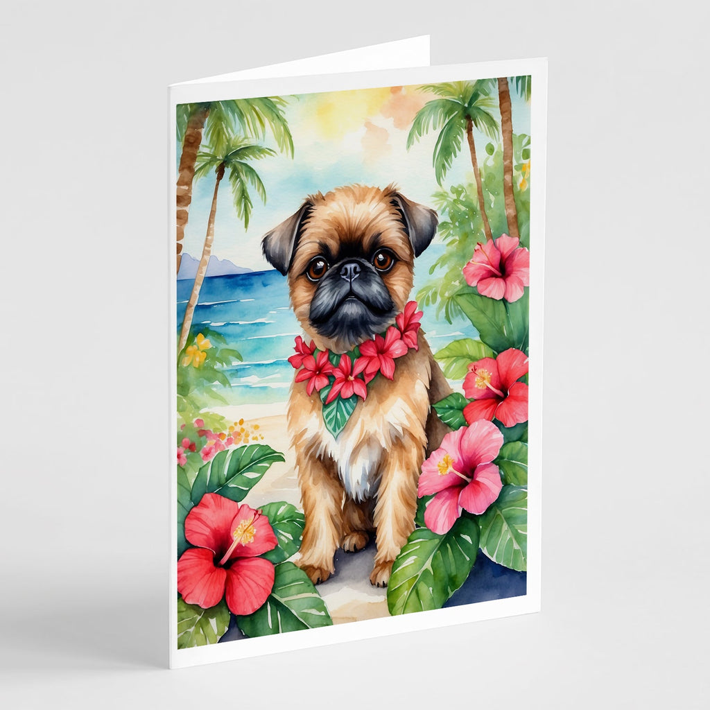 Brussels Griffon Luau Greeting Cards Pack of 8 Blank Cards with Envelopes Whimsical A7 Size 5x7