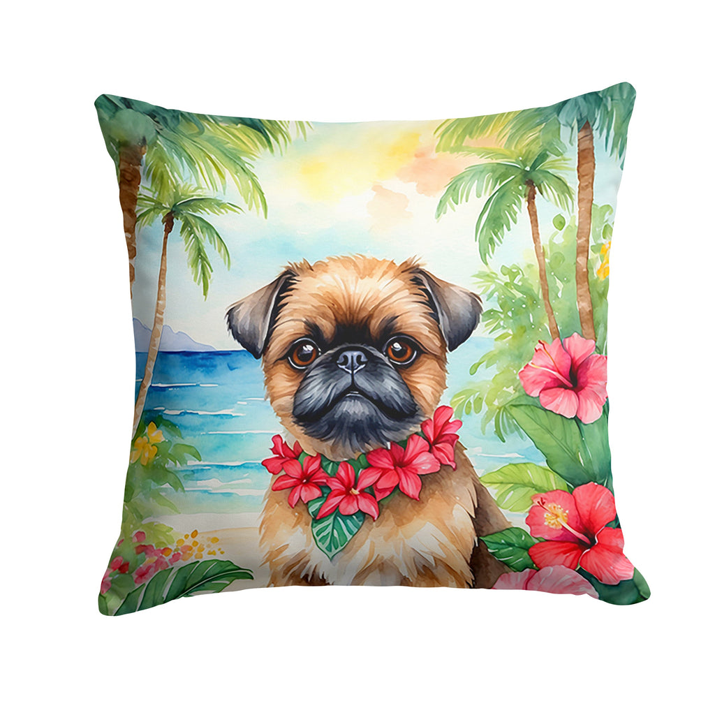 Brussels Griffon Luau Decorative Throw Pillow 14x14 Indoor Outdoor Accent Cushion, Fabric Cover with Insert for Sofa, Bed, Porch & Living Room