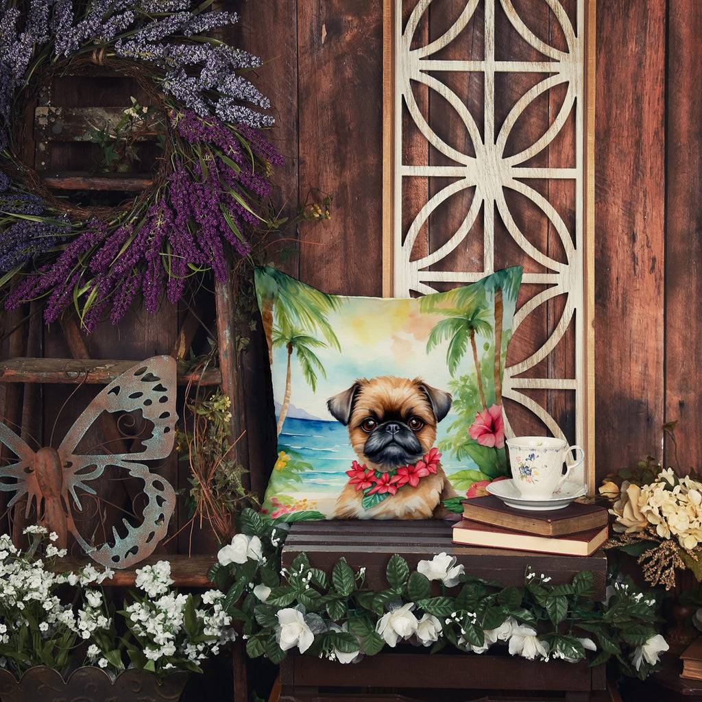 Brussels Griffon Luau Decorative Throw Pillow 18x18 Indoor Outdoor Accent Cushion, Fabric Cover with Insert for Sofa, Bed, Porch & Living Room