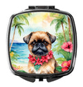 Brussels Griffon Luau Compact Mirror Decorative Travel Makeup Mirror for Women Girls Gifts Pocket Makeup Mirror Folding Handheld