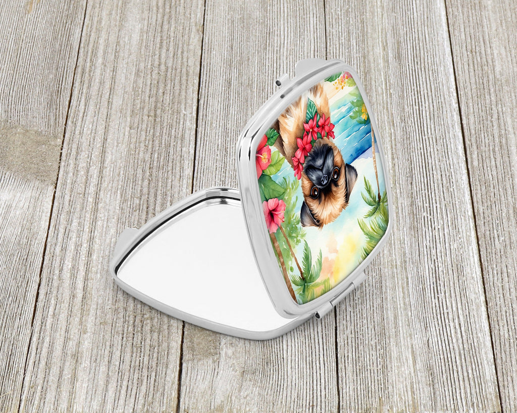 Brussels Griffon Luau Compact Mirror Decorative Travel Makeup Mirror for Women Girls Gifts Pocket Makeup Mirror Folding Handheld