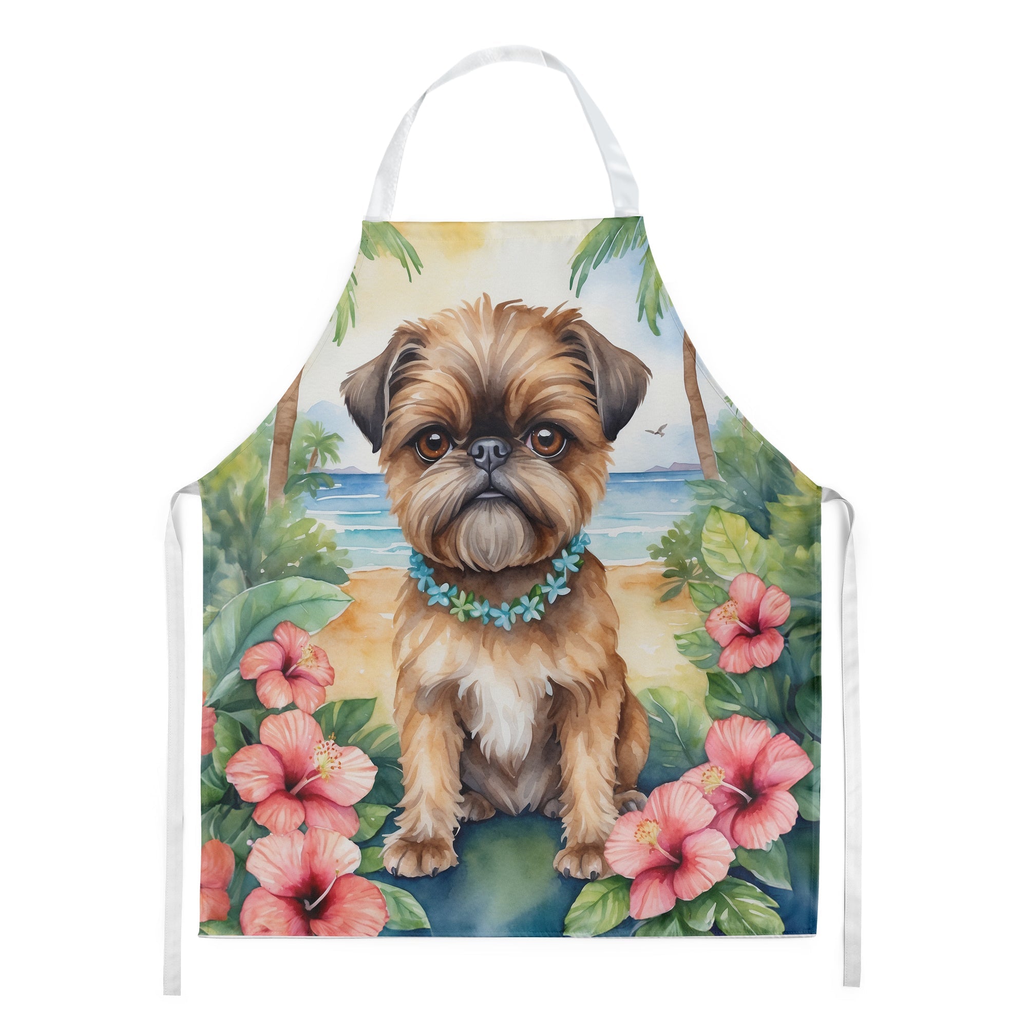 Brussels Griffon Luau Apron Cooking Kitchen Server Baking Crafts Gardening for Adult Women Men, Unisex, Large, Multicolor
