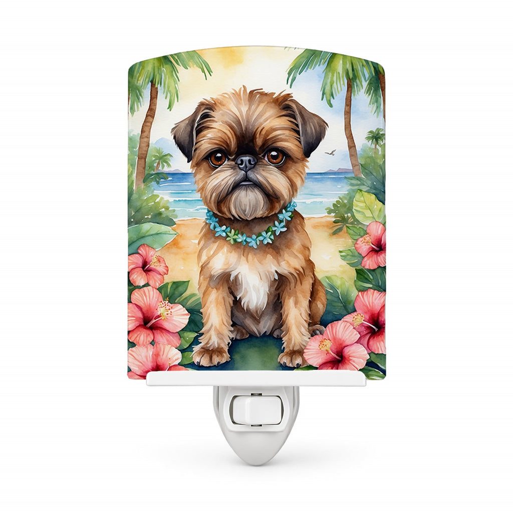 Brussels Griffon Luau Ceramic Night Light Compact, UL-Certified, Ideal for Bedroom, Bathroom, Nursery, Hallway, Kitchen, 6x4x3, Multicolor