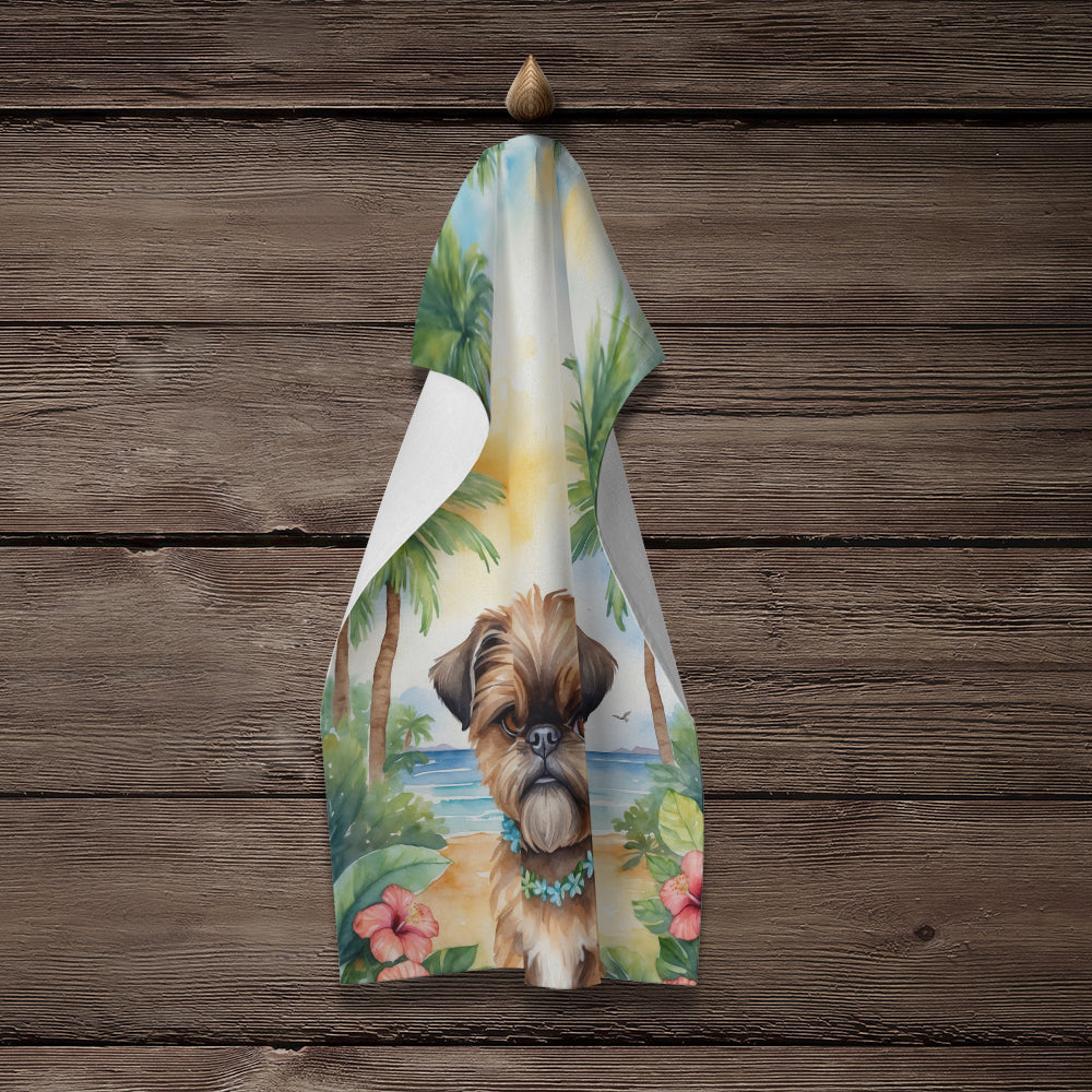 Brussels Griffon Luau Kitchen Towel Velour Plush Front and Cotton Loop Back Machine Washable