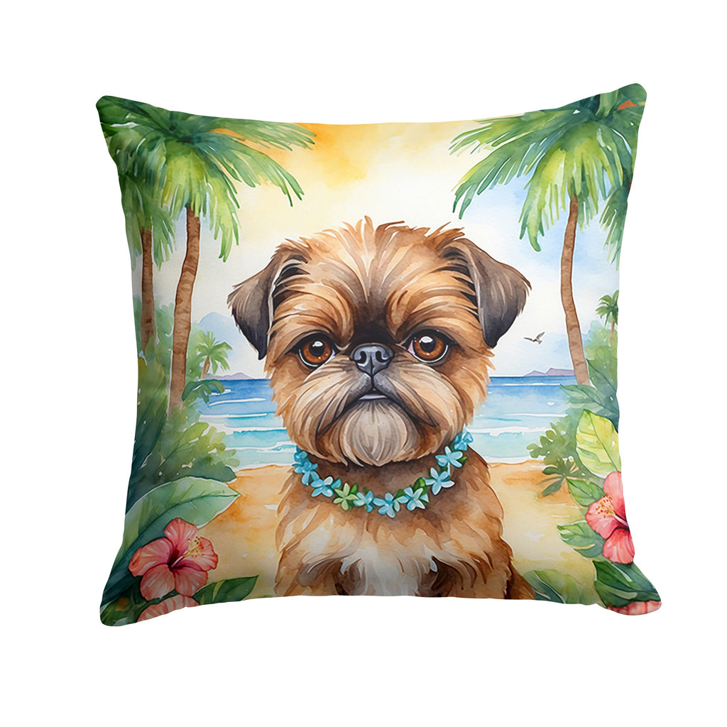 Brussels Griffon Luau Decorative Throw Pillow 14x14 Indoor Outdoor Accent Cushion, Fabric Cover with Insert for Sofa, Bed, Porch & Living Room