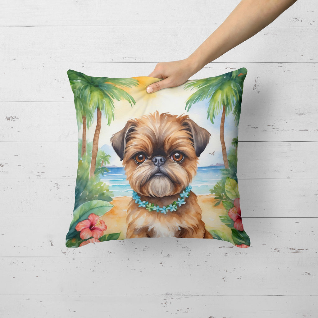 Brussels Griffon Luau Decorative Throw Pillow 18x18 Indoor Outdoor Accent Cushion, Fabric Cover with Insert for Sofa, Bed, Porch & Living Room