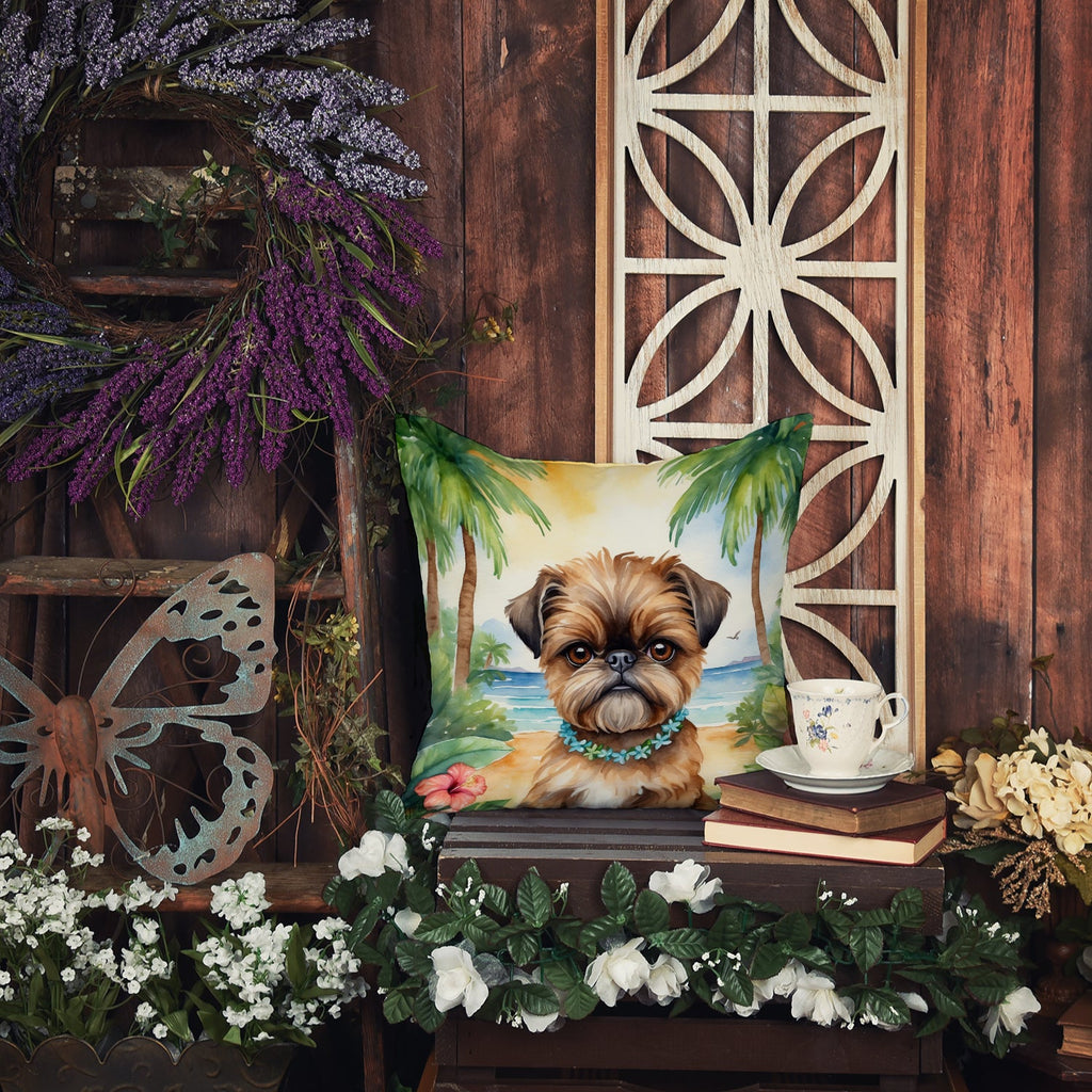 Brussels Griffon Luau Decorative Throw Pillow 18x18 Indoor Outdoor Accent Cushion, Fabric Cover with Insert for Sofa, Bed, Porch & Living Room