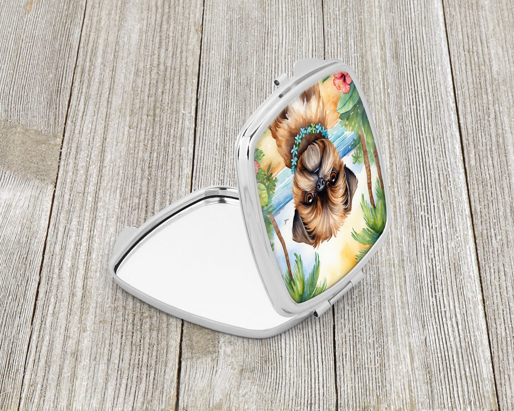 Brussels Griffon Luau Compact Mirror Decorative Travel Makeup Mirror for Women Girls Gifts Pocket Makeup Mirror Folding Handheld