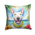 Bull Terrier Luau Decorative Throw Pillow 18x18 Indoor Outdoor Accent Cushion, Fabric Cover with Insert for Sofa, Bed, Porch & Living Room