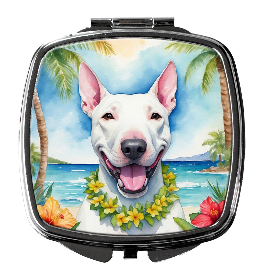 Bull Terrier Luau Compact Mirror Decorative Travel Makeup Mirror for Women Girls Gifts Pocket Makeup Mirror Folding Handheld