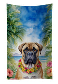 Bullmastiff Luau Kitchen Towel Velour Plush Front and Cotton Loop Back Machine Washable