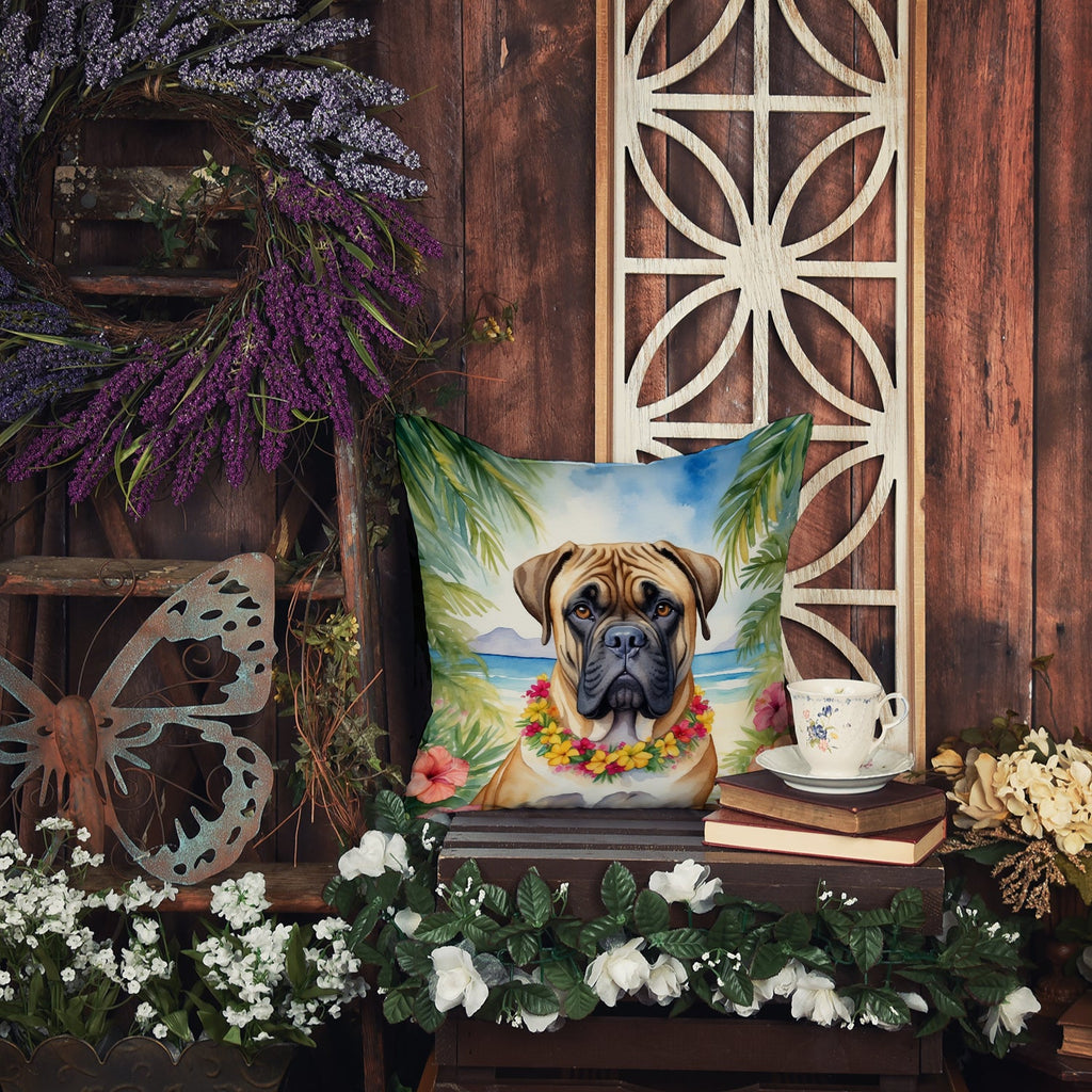Bullmastiff Luau Decorative Throw Pillow 18x18 Indoor Outdoor Accent Cushion, Fabric Cover with Insert for Sofa, Bed, Porch & Living Room