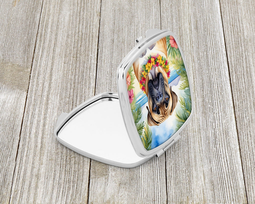 Bullmastiff Luau Compact Mirror Decorative Travel Makeup Mirror for Women Girls Gifts Pocket Makeup Mirror Folding Handheld
