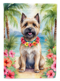 Cairn Terrier Luau House Flag 28x40 Porch Sleeve Pole Decorative Outside Yard Banner Artwork Wall Hanging, Polyester