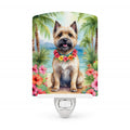Cairn Terrier Luau Ceramic Night Light Compact, UL-Certified, Ideal for Bedroom, Bathroom, Nursery, Hallway, Kitchen, 6x4x3, Multicolor