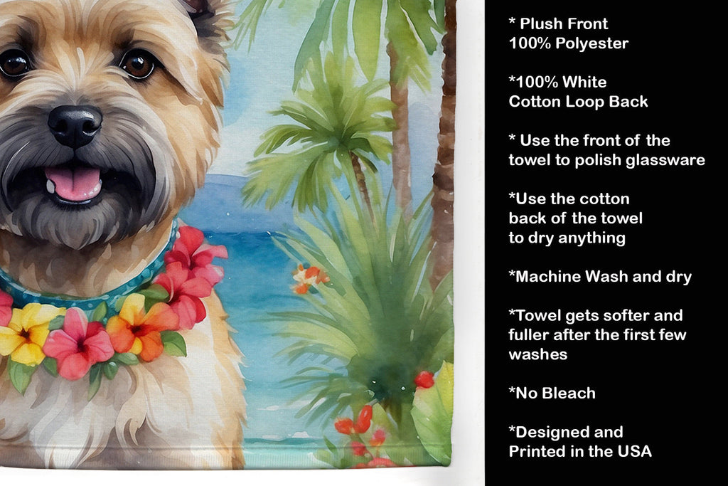 Cairn Terrier Luau Kitchen Towel Velour Plush Front and Cotton Loop Back Machine Washable