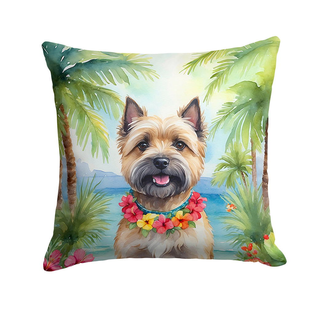Cairn Terrier Luau Decorative Throw Pillow 18x18 Indoor Outdoor Accent Cushion, Fabric Cover with Insert for Sofa, Bed, Porch & Living Room