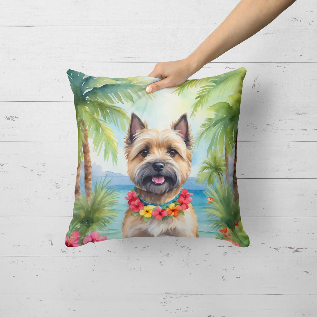 Cairn Terrier Luau Decorative Throw Pillow 18x18 Indoor Outdoor Accent Cushion, Fabric Cover with Insert for Sofa, Bed, Porch & Living Room