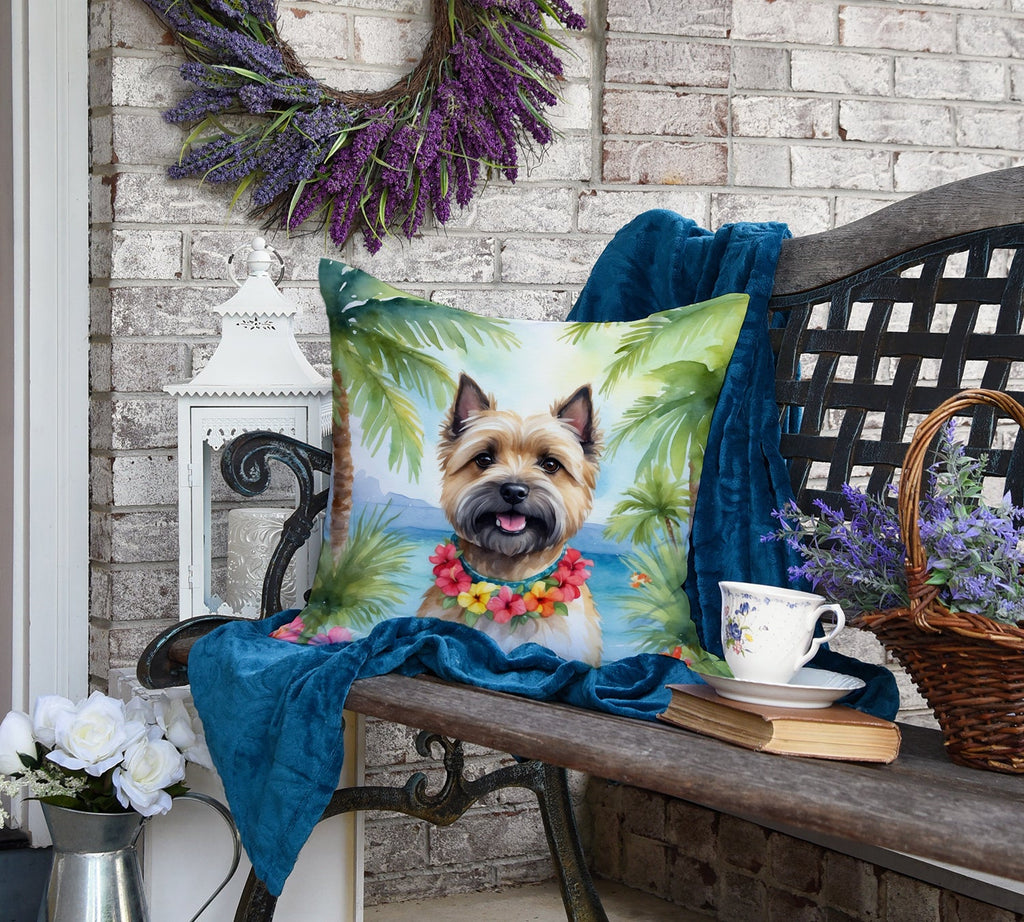 Cairn Terrier Luau Decorative Throw Pillow 18x18 Indoor Outdoor Accent Cushion, Fabric Cover with Insert for Sofa, Bed, Porch & Living Room