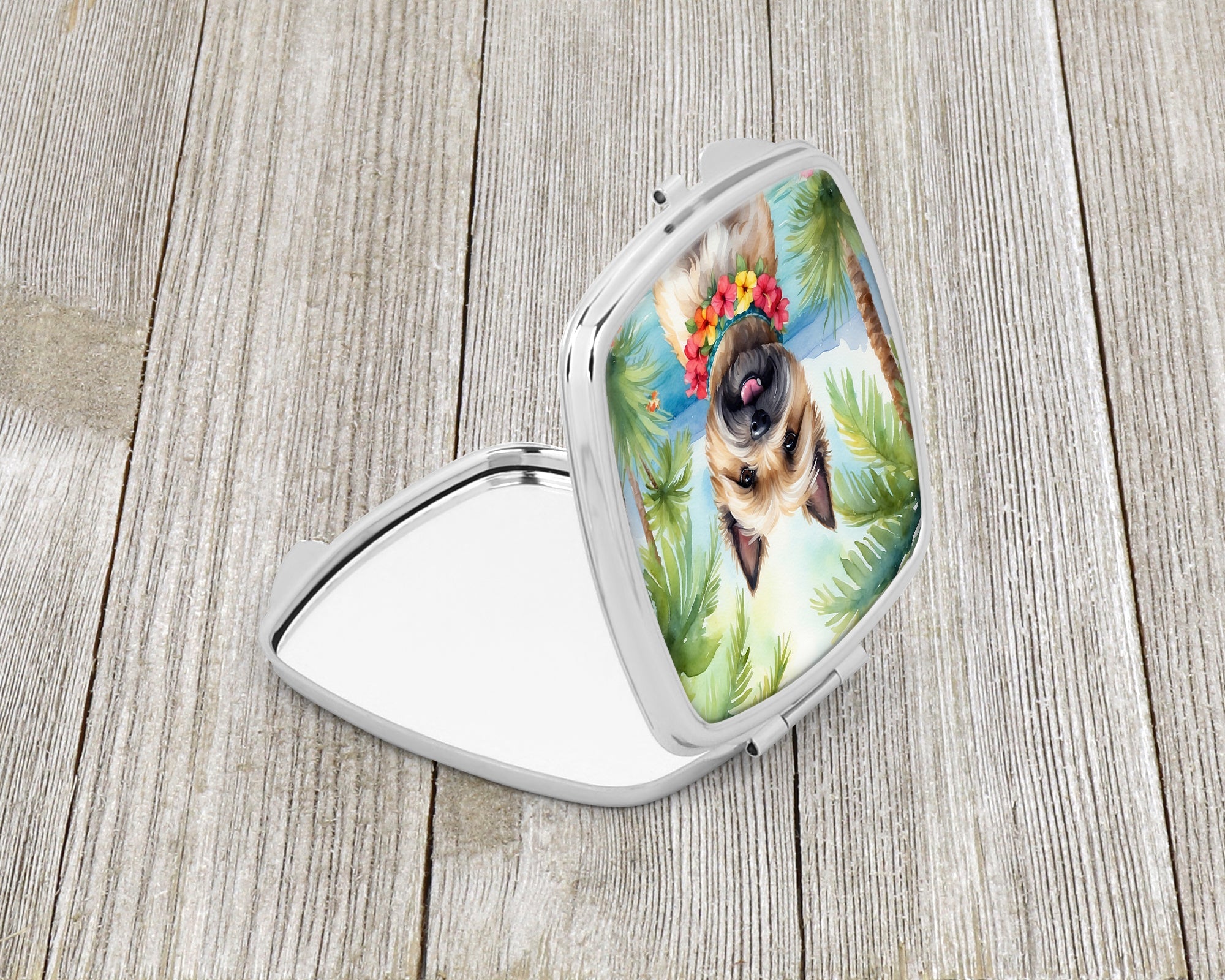 Cairn Terrier Luau Compact Mirror Decorative Travel Makeup Mirror for Women Girls Gifts Pocket Makeup Mirror Folding Handheld