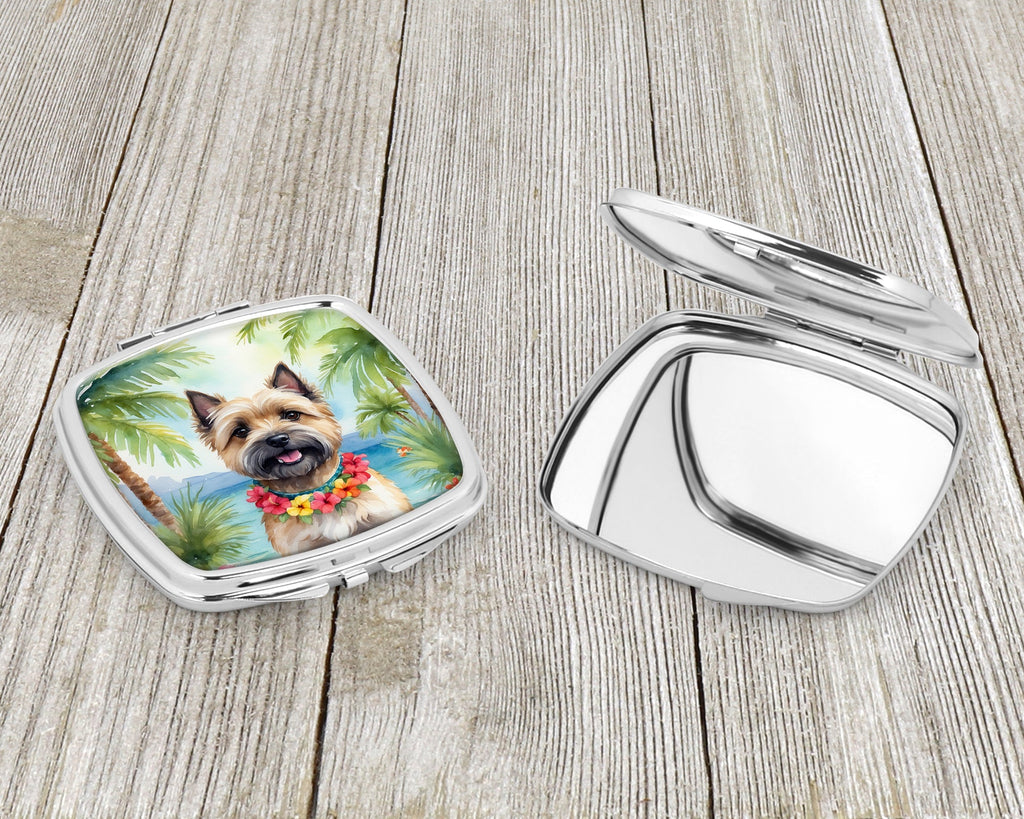 Cairn Terrier Luau Compact Mirror Decorative Travel Makeup Mirror for Women Girls Gifts Pocket Makeup Mirror Folding Handheld
