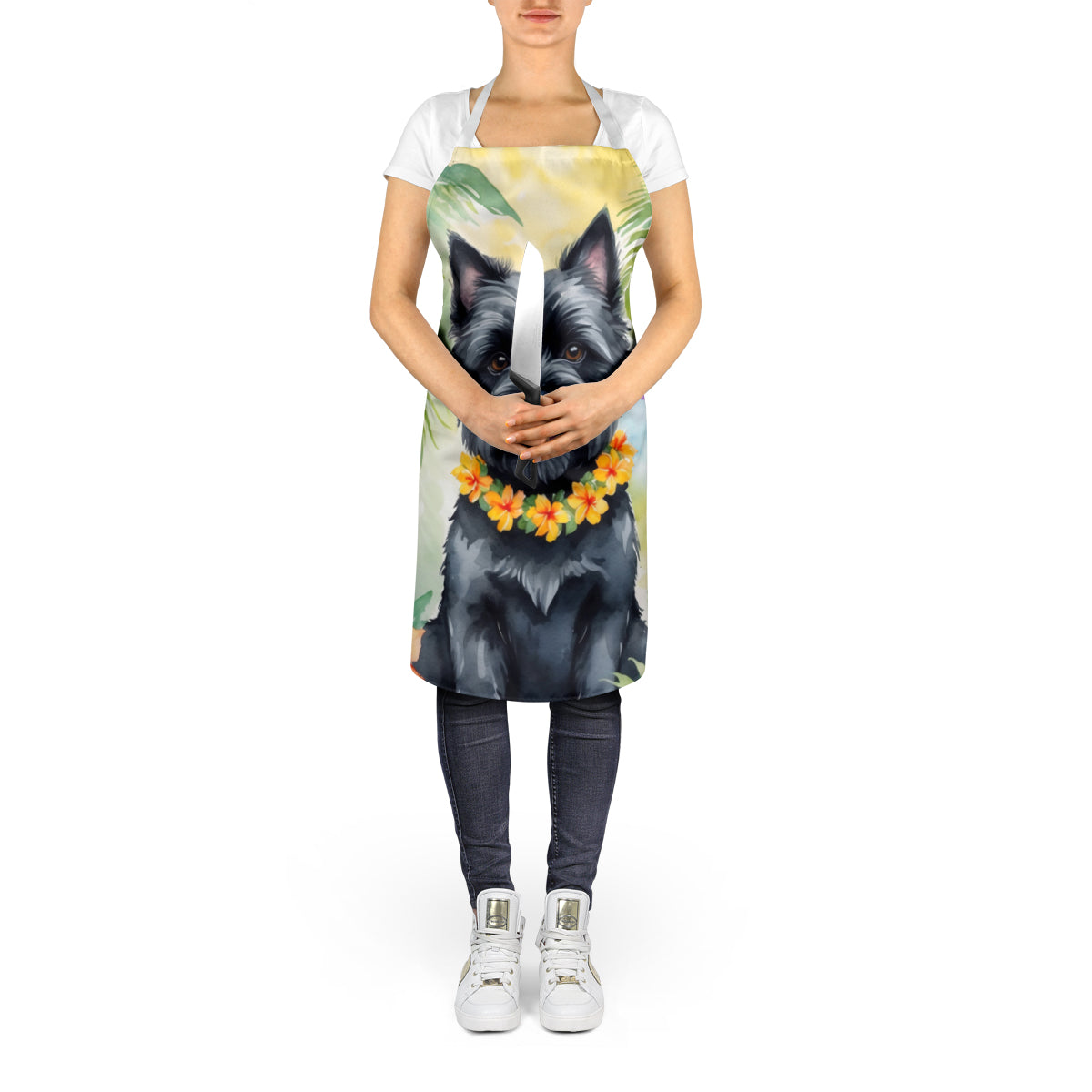 Cairn Terrier Luau Apron Cooking Kitchen Server Baking Crafts Gardening for Adult Women Men, Unisex, Large, Multicolor