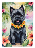 Cairn Terrier Luau House Flag 28x40 Porch Sleeve Pole Decorative Outside Yard Banner Artwork Wall Hanging, Polyester