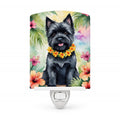 Cairn Terrier Luau Ceramic Night Light Compact, UL-Certified, Ideal for Bedroom, Bathroom, Nursery, Hallway, Kitchen, 6x4x3, Multicolor