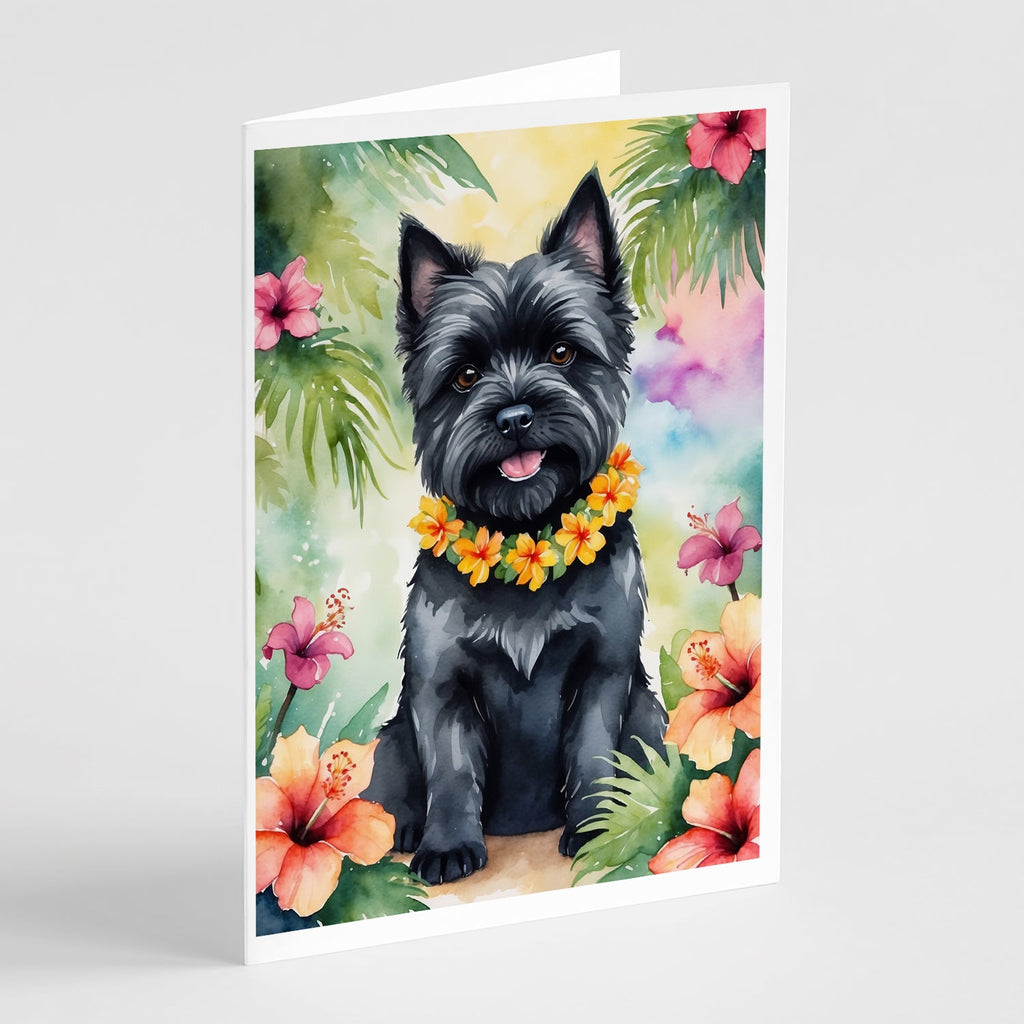 Cairn Terrier Luau Greeting Cards Pack of 8 Blank Cards with Envelopes Whimsical A7 Size 5x7