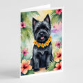 Cairn Terrier Luau Greeting Cards Pack of 8 Blank Cards with Envelopes Whimsical A7 Size 5x7